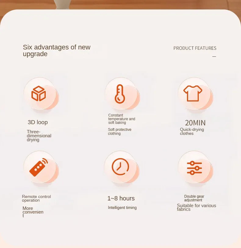 Sèche-linge électrique portable pliable avec télécommande et multifonctions