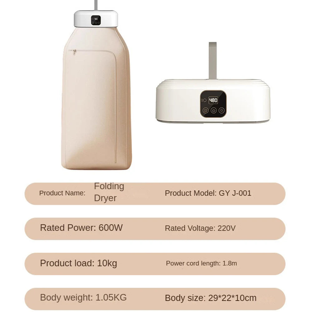Sèche-linge électrique portable pliable avec télécommande et multifonctions