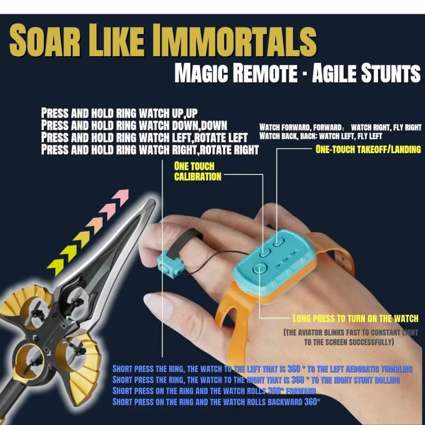 Drone épée télécommandé par gestes, avion acrobatique à 3 vitesses pour enfants