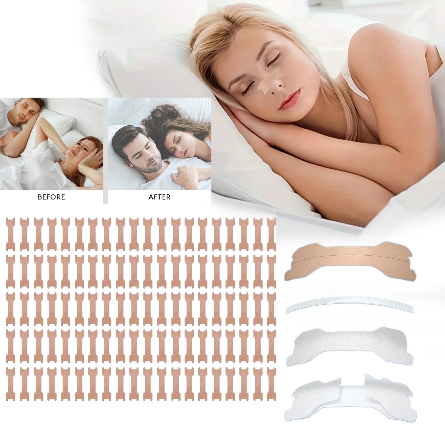 Bandes anti-ronflement et bandelettes nasales pour une respiration facilitée