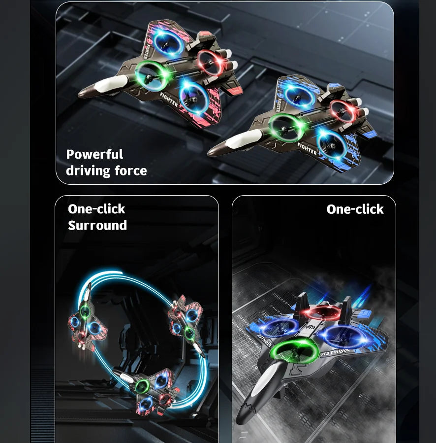 Avion de chasse télécommandé en mousse acrobatique avec LED intégrées